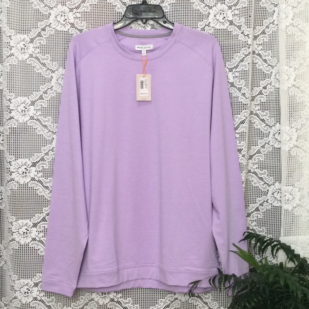 Peter Millar Men Crown Sport Cradle Performance Pullover Crewneck Purple SZ XL